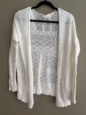 Roxy Cream Open-Knit Cardigan Sweater